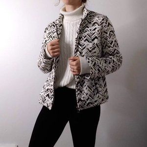Textured Jacket | Green Black & White Zip Up